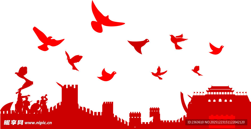 城市上空飞鸟图