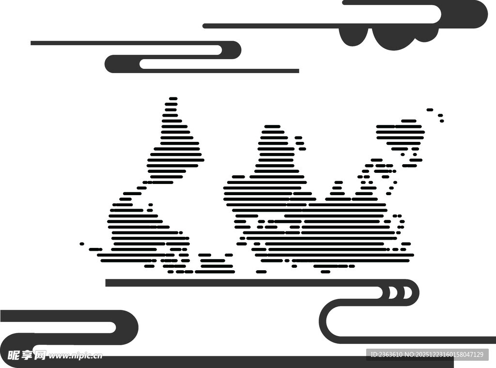 中式山水线条图案