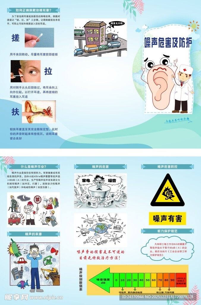 噪音危害及防护宣传折页