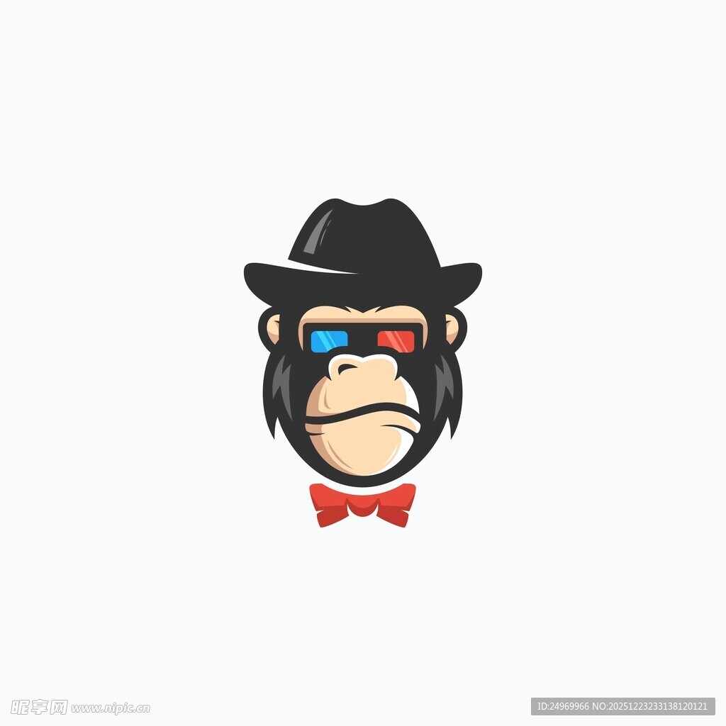 戴帽猩猩3D眼镜形象