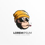 戴帽抽烟猩猩卡通形象