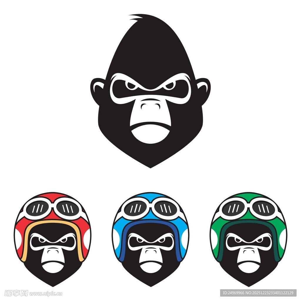 猩猩头像与多彩面具设计