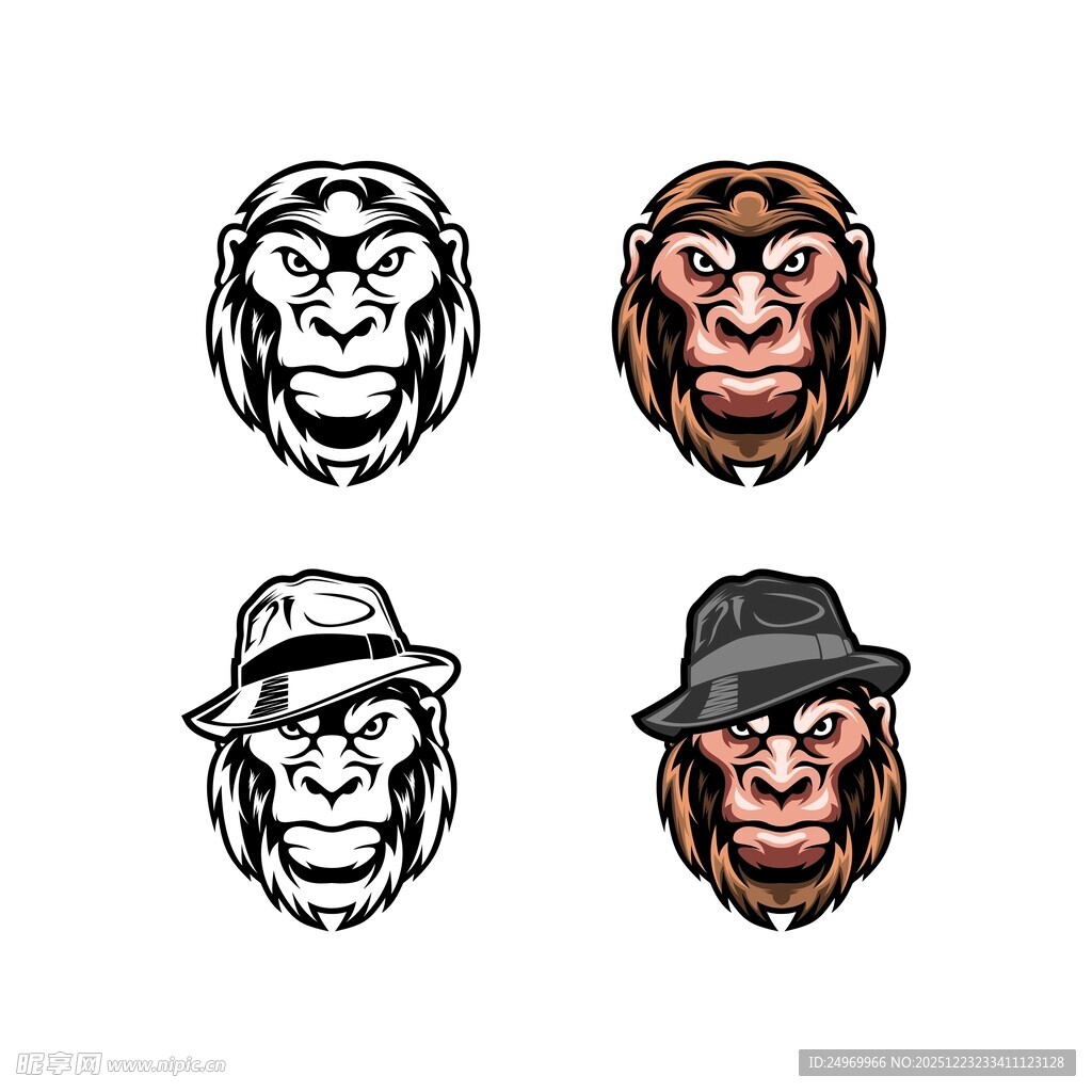 戴帽猿猴头像设计集合