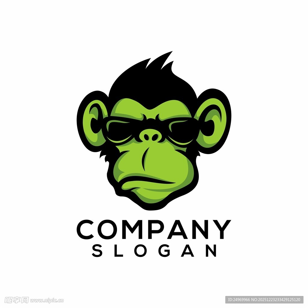 酷炫墨镜猴标志设计