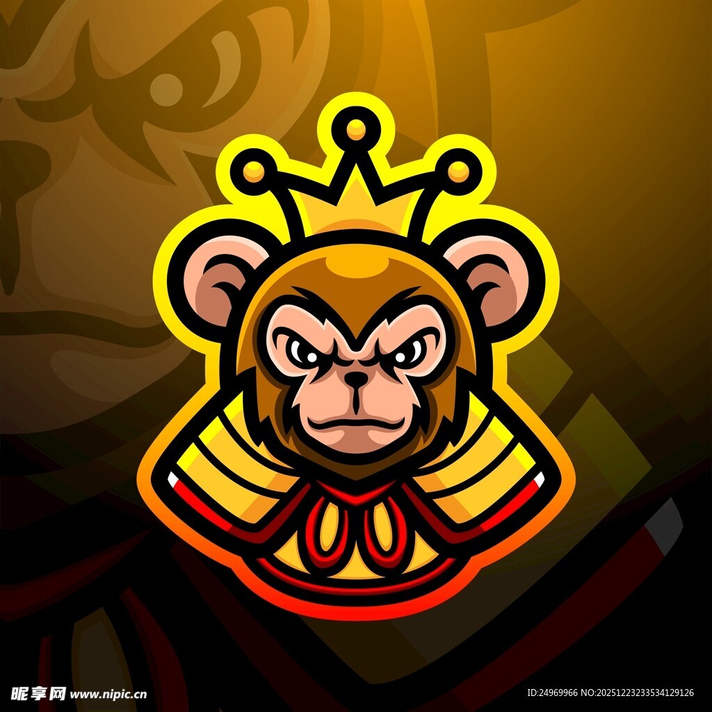 戴皇冠的愤怒猴子形象