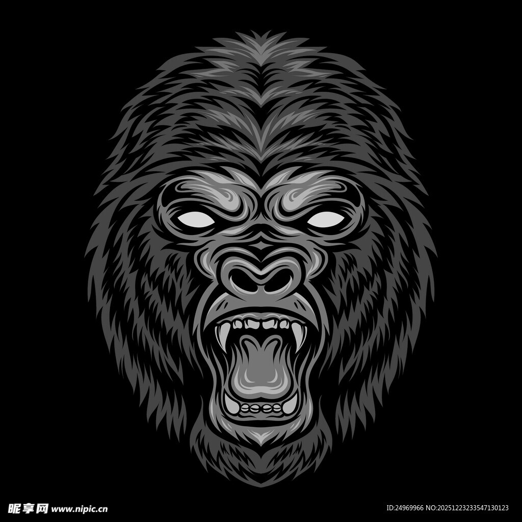 怒吼的大猩猩头像