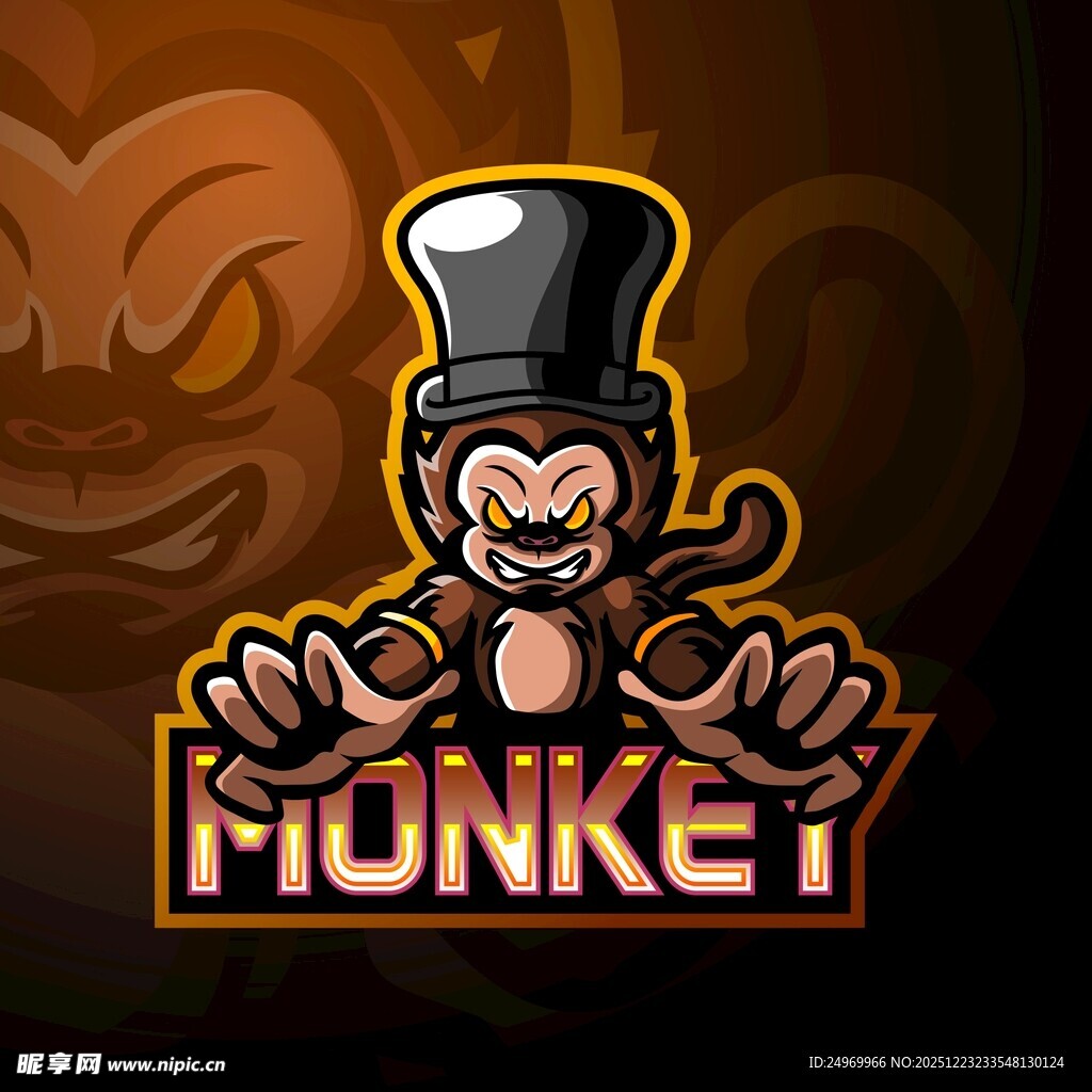戴礼帽的猴子卡通标志