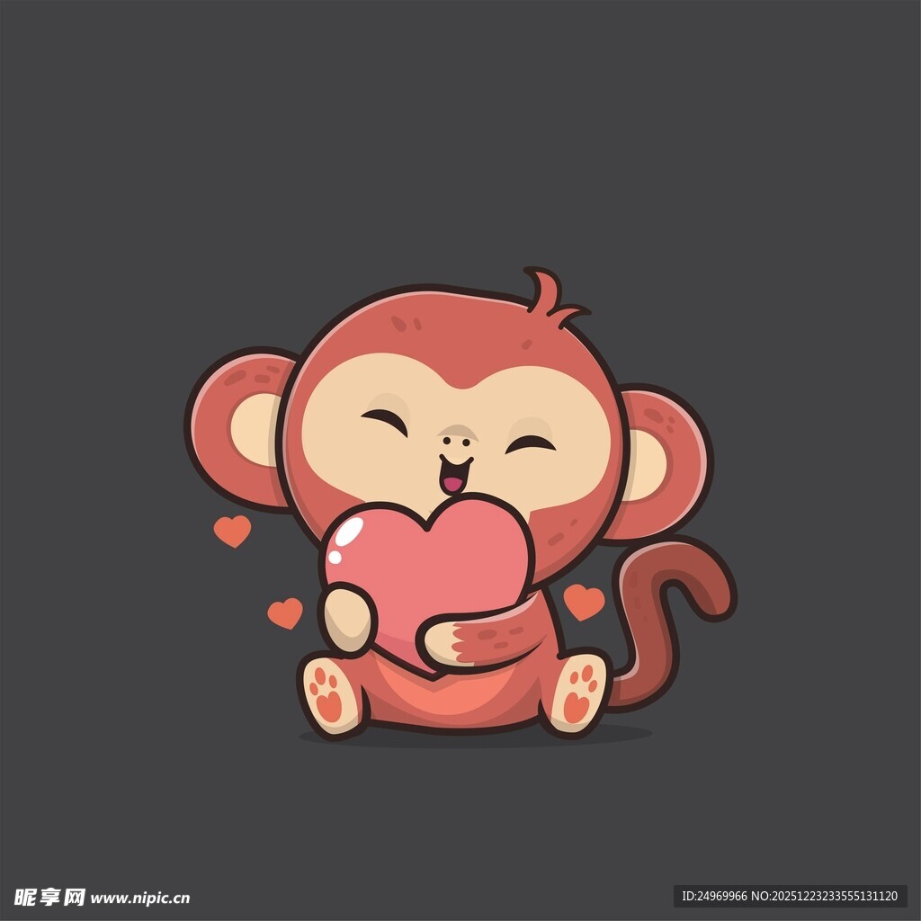 可爱小猴捧爱心