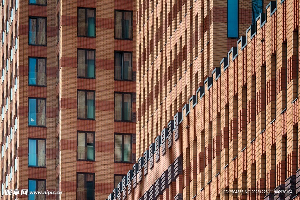 城市中排列整齐的多彩建筑