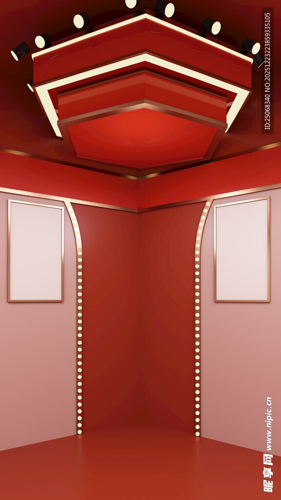 红色舞台空间场景