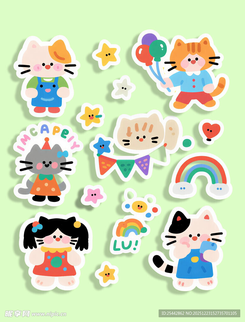 可爱猫贴纸