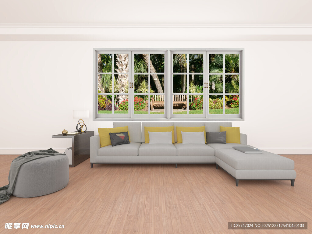 现代简约风格客厅窗户场景