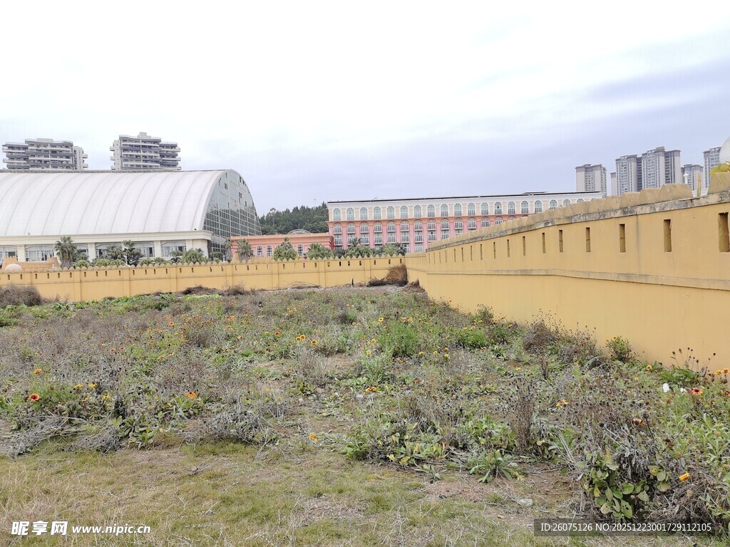 户外开阔草地与建筑景观