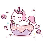 可爱独角兽在甜点中休憩