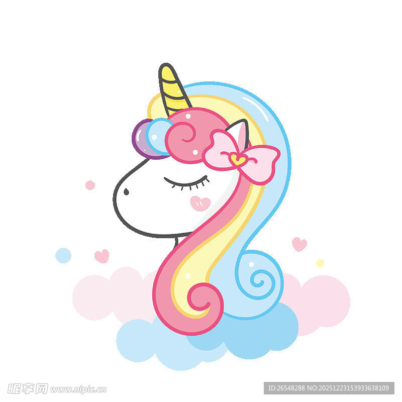 可爱独角兽头像插画
