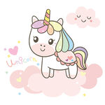 可爱独角兽云朵梦幻插画