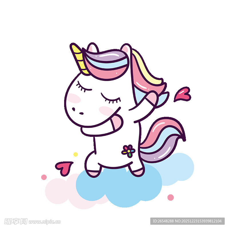可爱独角兽云端起舞