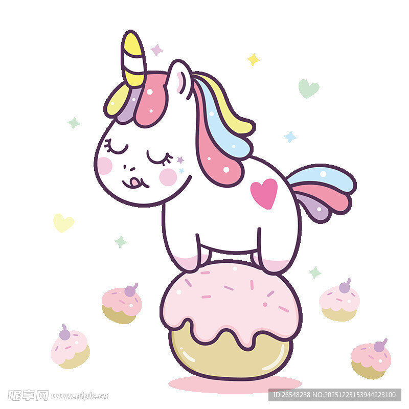 独角兽站在甜甜圈上