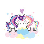 梦幻独角兽依偎在云朵上