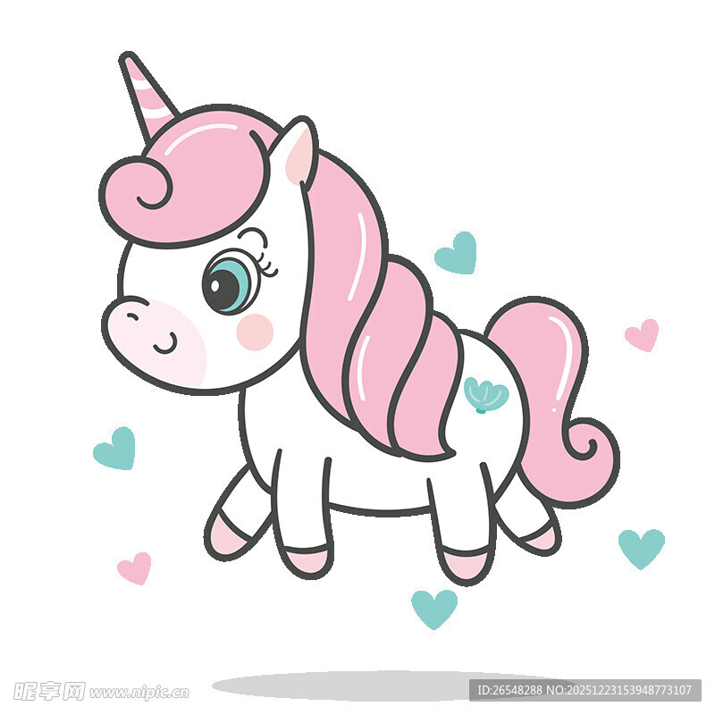 可爱粉色独角兽飞舞