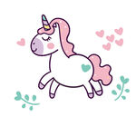可爱独角兽与爱心图案