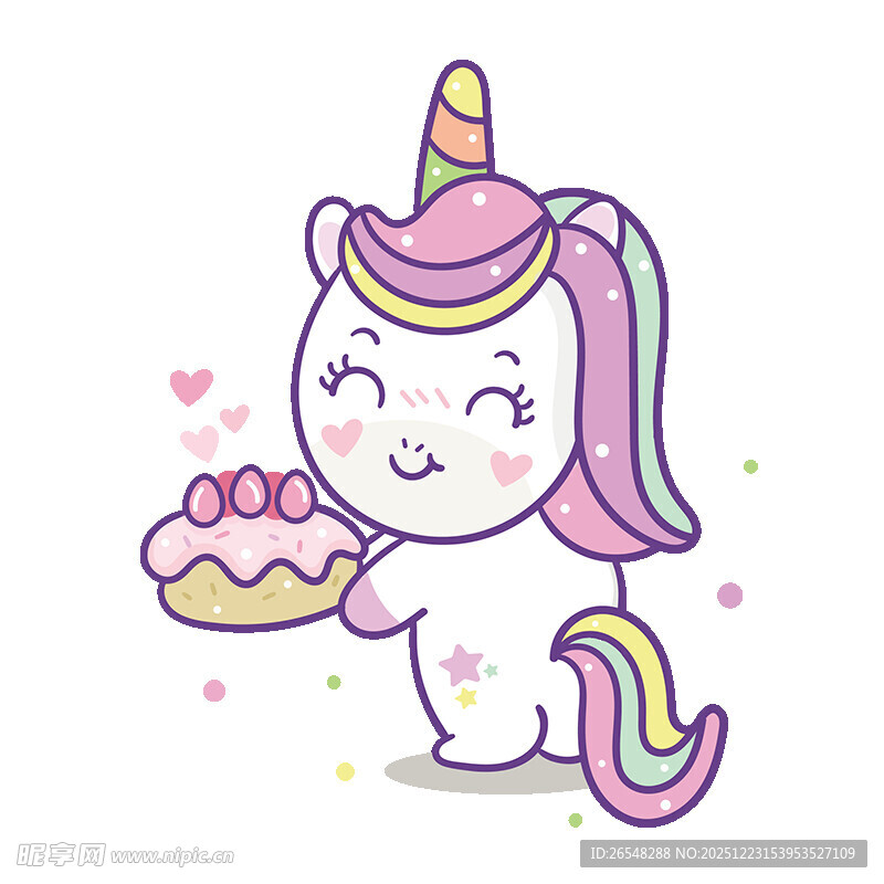 独角兽手持蛋糕超可爱