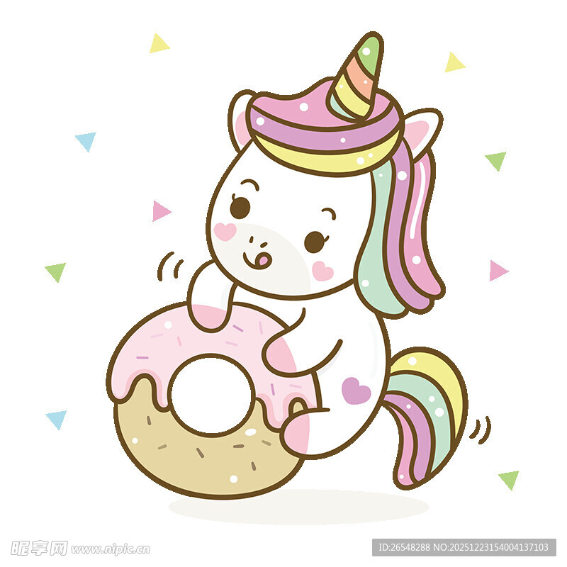 独角兽猫咪抱甜甜圈