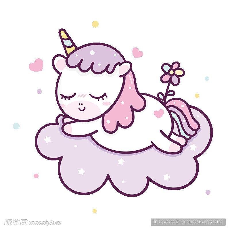 梦幻独角兽云朵上甜睡