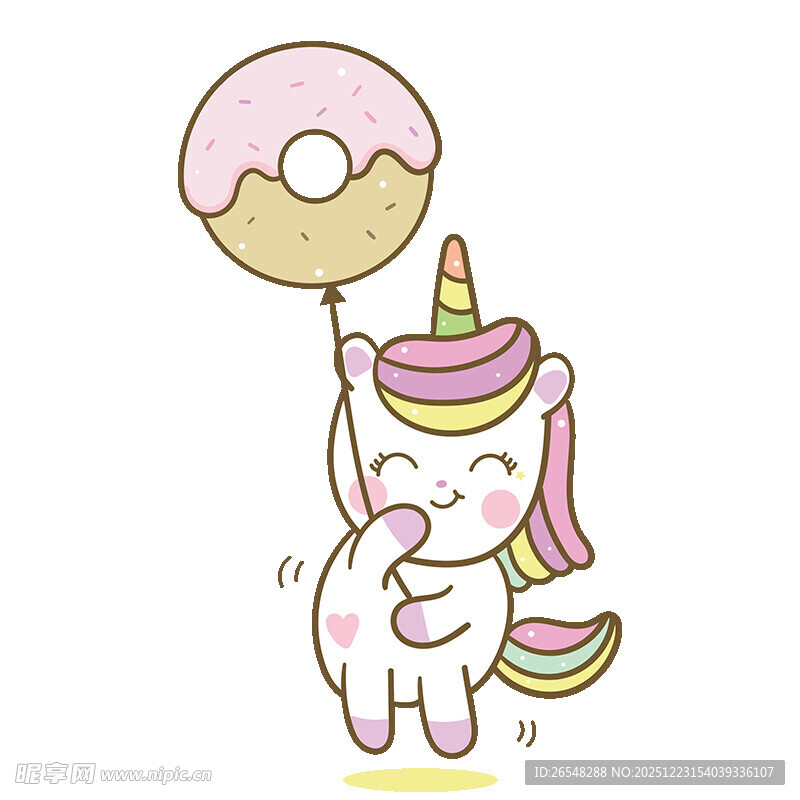 独角兽手持甜甜圈气球