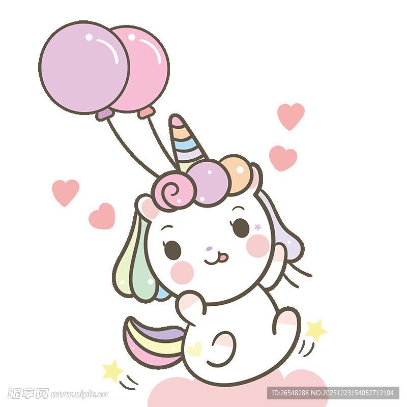 可爱独角兽持气球萌图