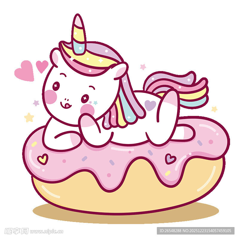 甜甜圈上的可爱独角兽
