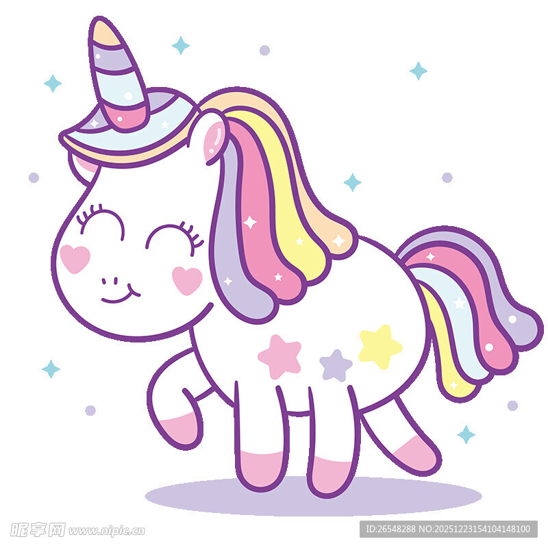 可爱独角兽插画