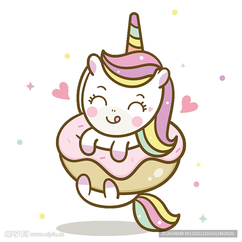 可爱独角兽甜甜圈卡通形象