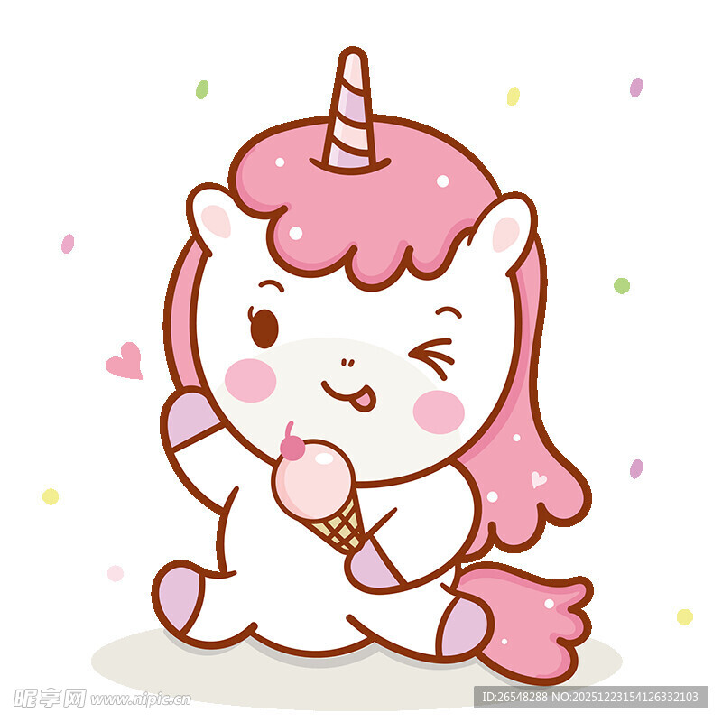 可爱独角兽手持棒棒糖