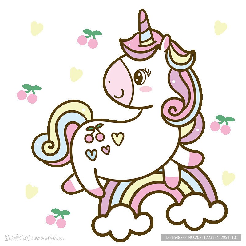 可爱独角兽插画