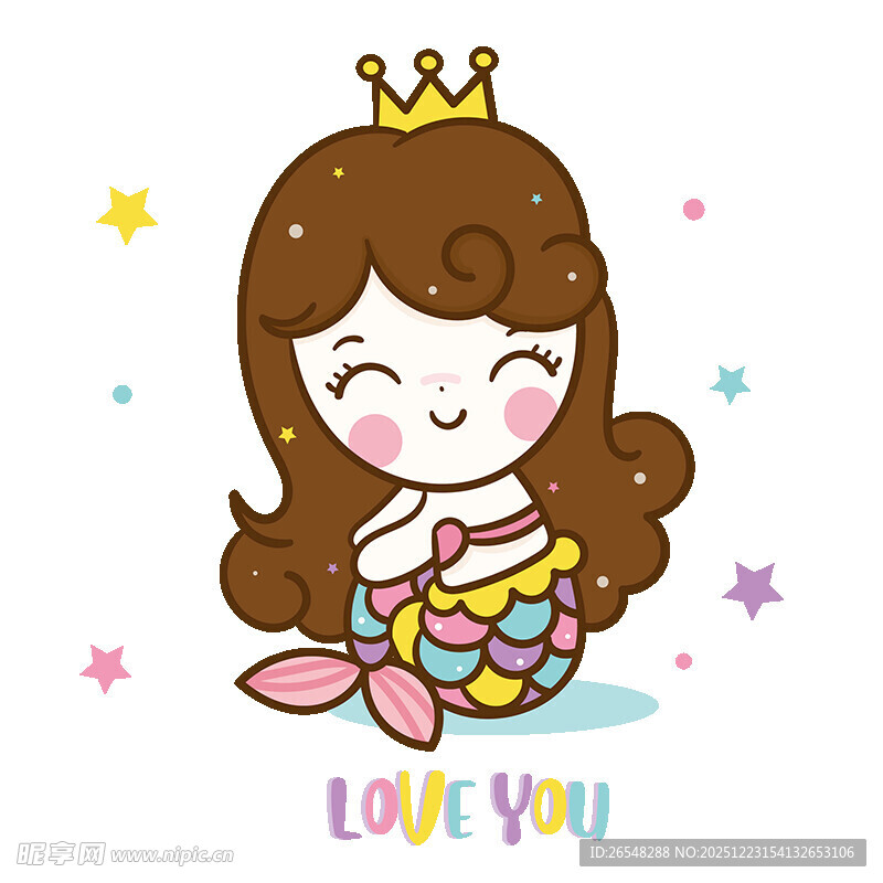 可爱人鱼公主插画