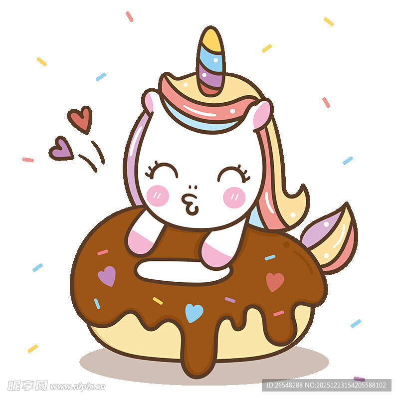 独角兽依偎甜甜圈超萌