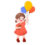 手持气球的红衣小女孩