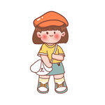 戴贝雷帽的可爱小女孩