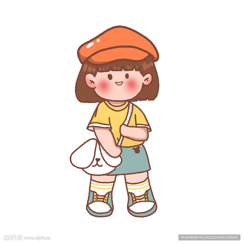 戴贝雷帽的可爱小女孩