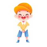 开心的卡通小男孩