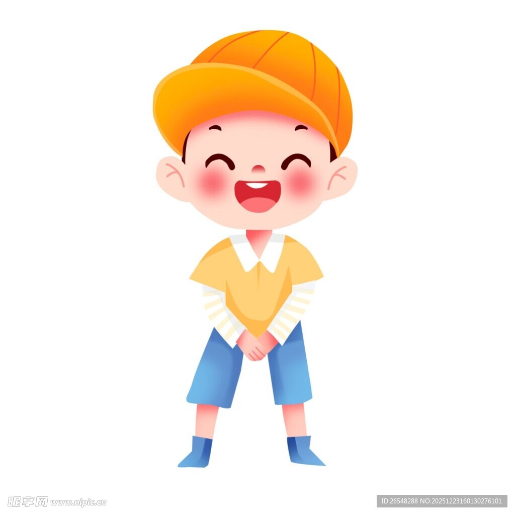 开心的卡通小男孩