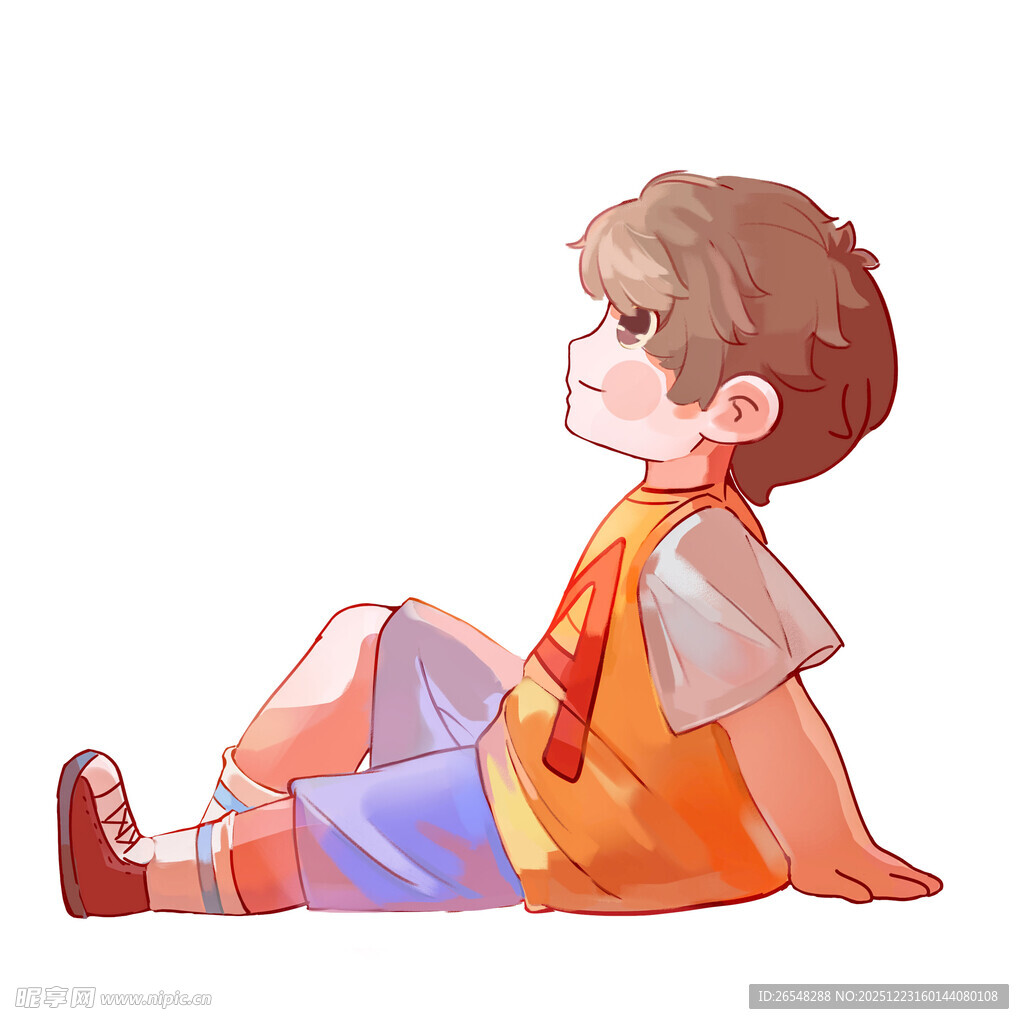 坐着眺望的小男孩