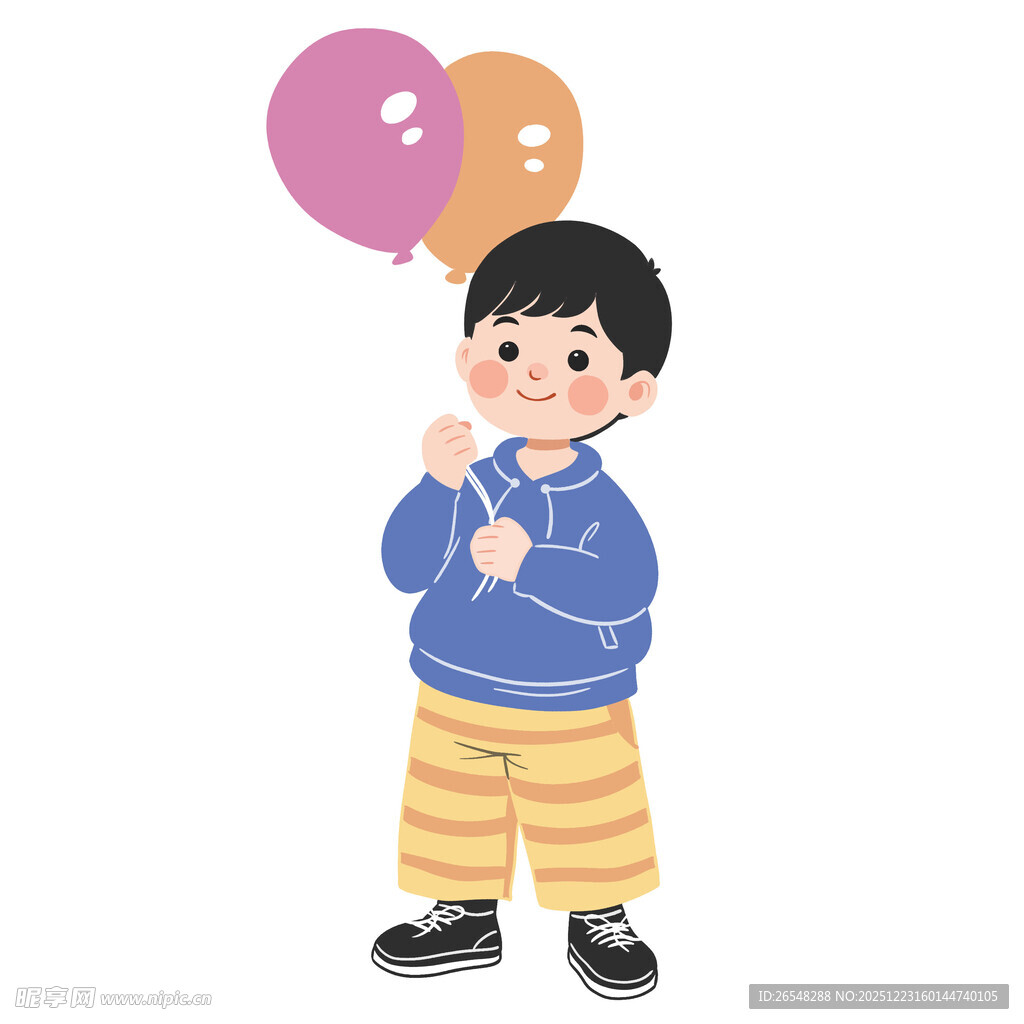 手持气球的可爱小男孩