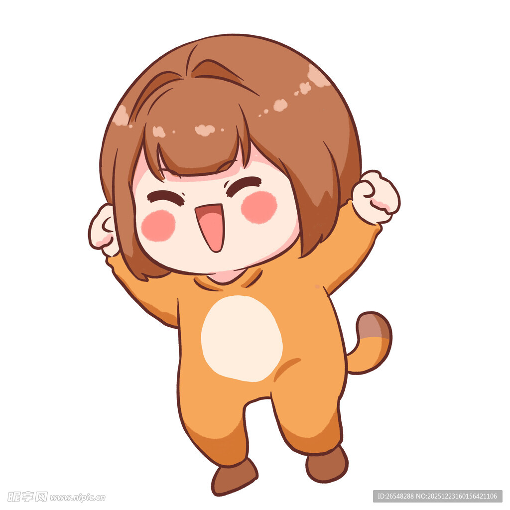 穿猫装开心的卡通小女孩