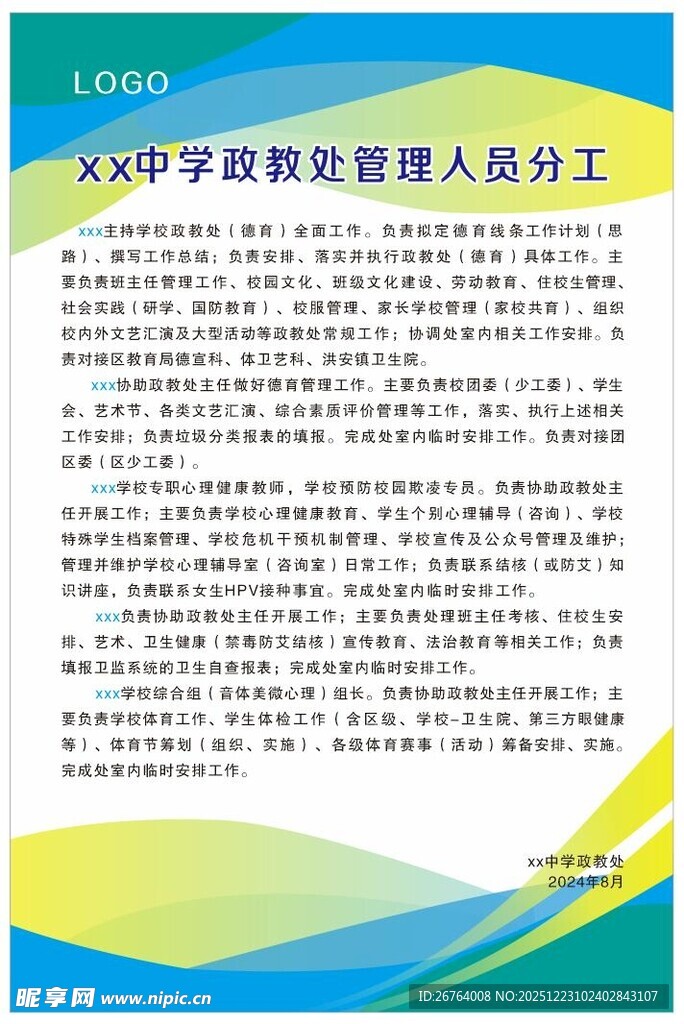 学校后勤管理分工制度牌