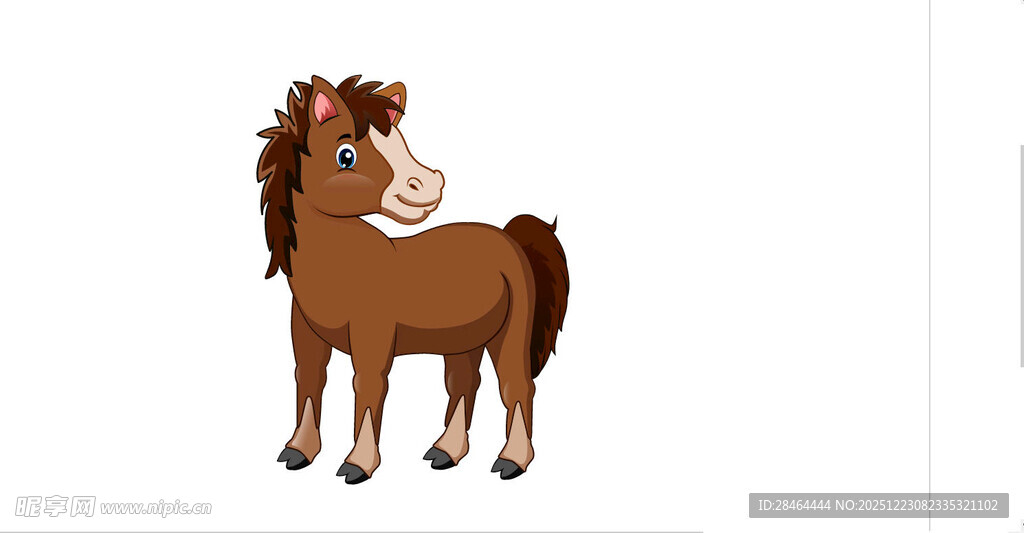 可爱棕色小马卡通形象