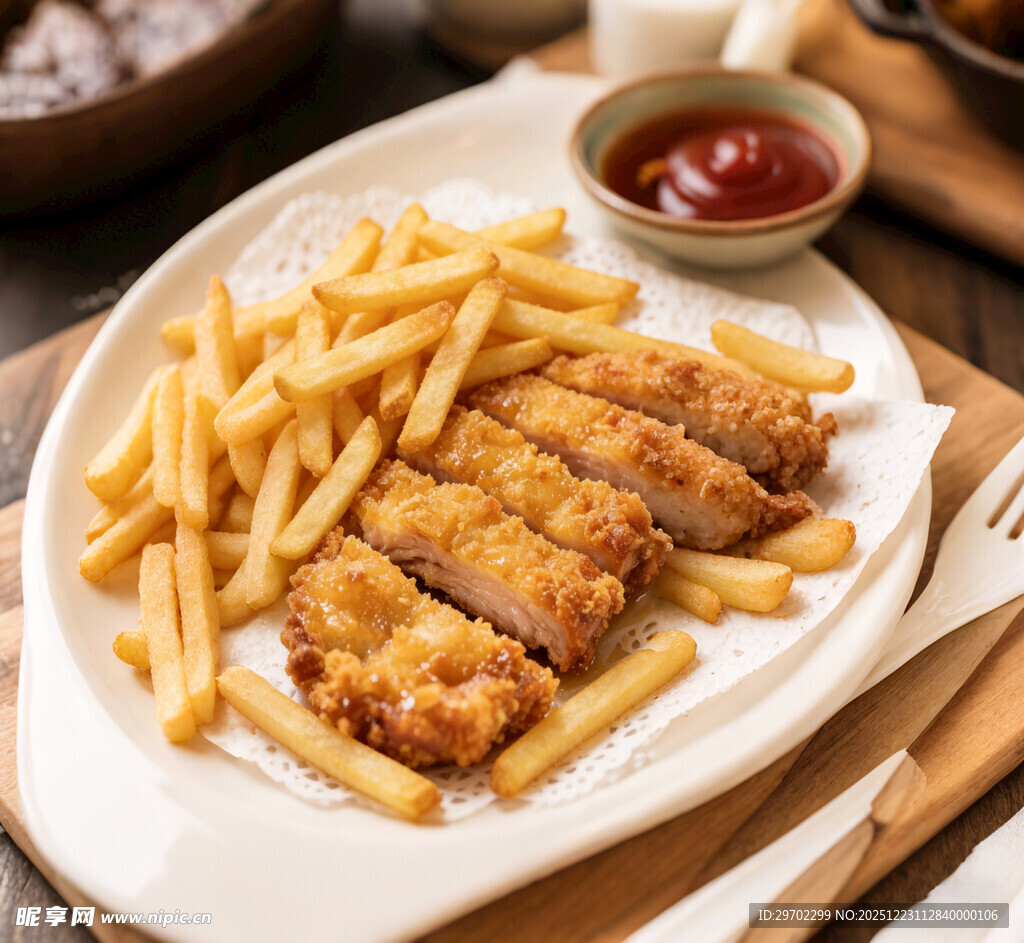 香酥炸猪扒配薯条