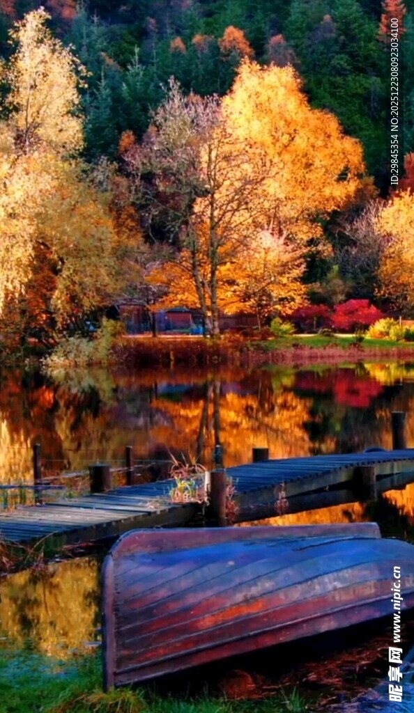 秋日湖畔美景