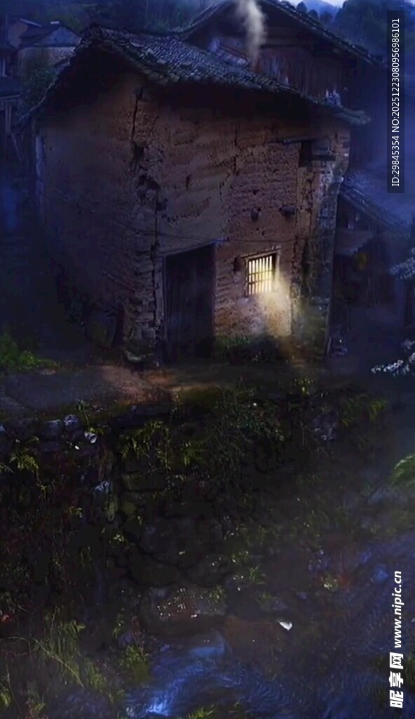 月夜下的静谧小屋